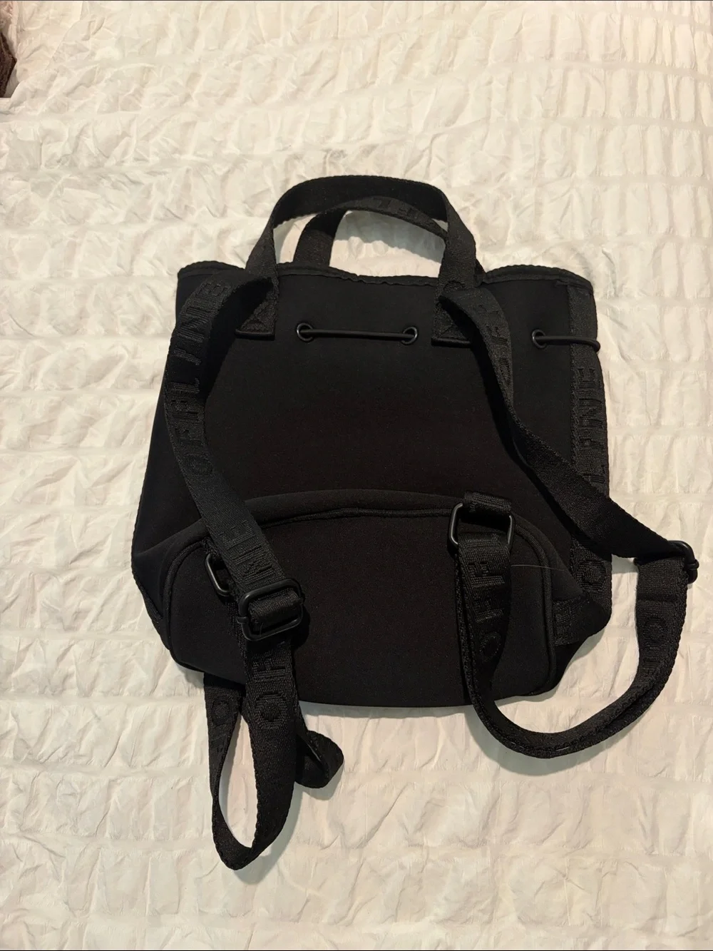 aerie Black Neoprene Backpack Tote